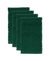 Design Imports Luxury Bar Mop Collection Chevron Dishtowel Set, 16x19", Dark Green, 4 Piece