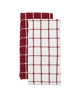 Design Imports Washed Waffle Collection Oversized Preshrunk Ultra Absorbent, Dishtowel Set, 20x30", Barn Red, 2 Piece