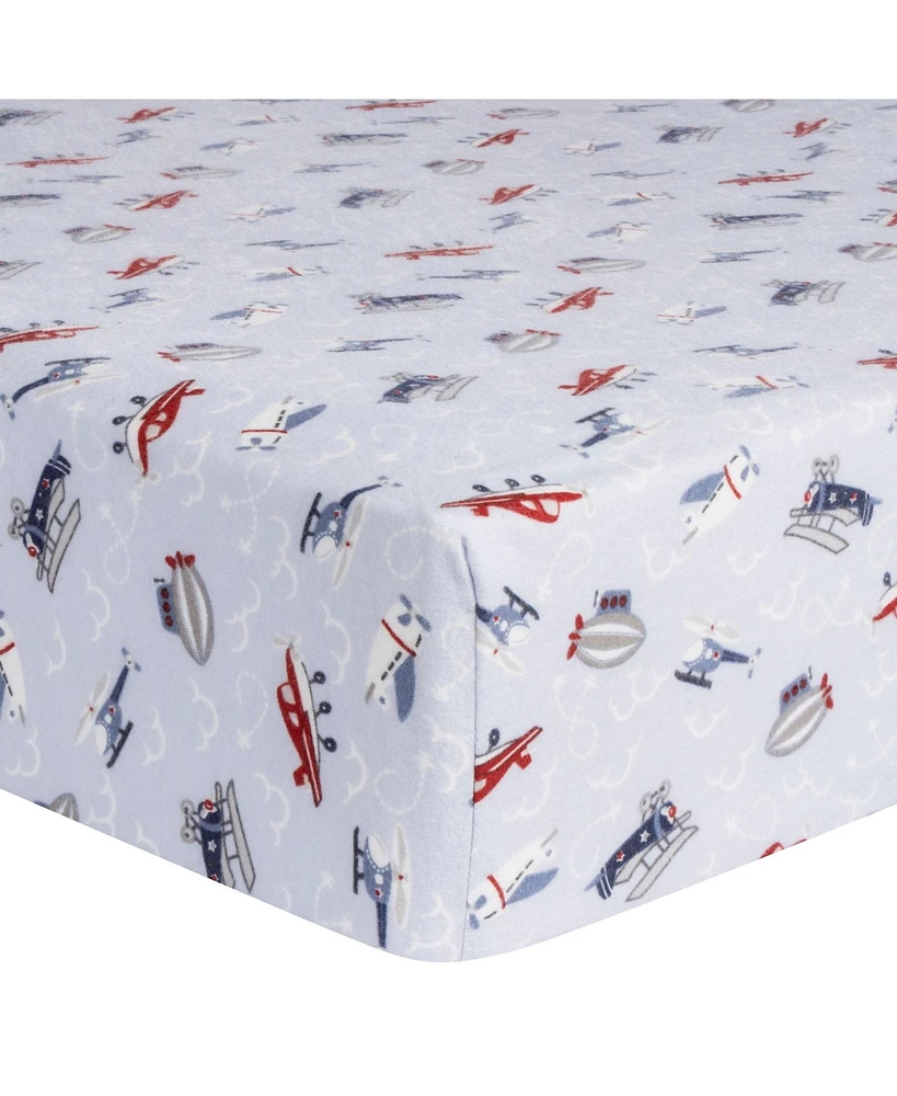 Trend Lab Sky Traveler Deluxe Flannel Fitted Crib Sheet by