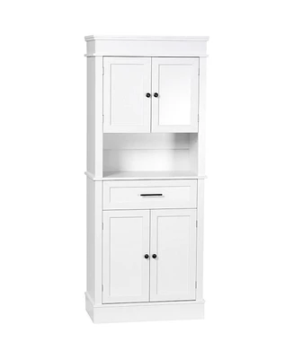 Homcom Buffet with Hutch, Freestanding Kitchen Pantry Storage Cabinet with Doors and Drawer, Adjustable Shelving, White