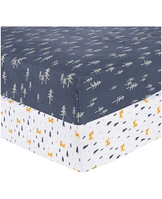 Sammy & Lou Pine Fox 2-Pack Microfiber Fitted Crib Sheet Set by