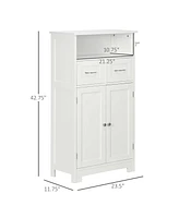 Kleankin Bathroom Storage Cabinet Freestanding Bathroom Storage Organizer with Two Drawers and Adjustable Shelf for Living Room, Bedroom or Entryway,