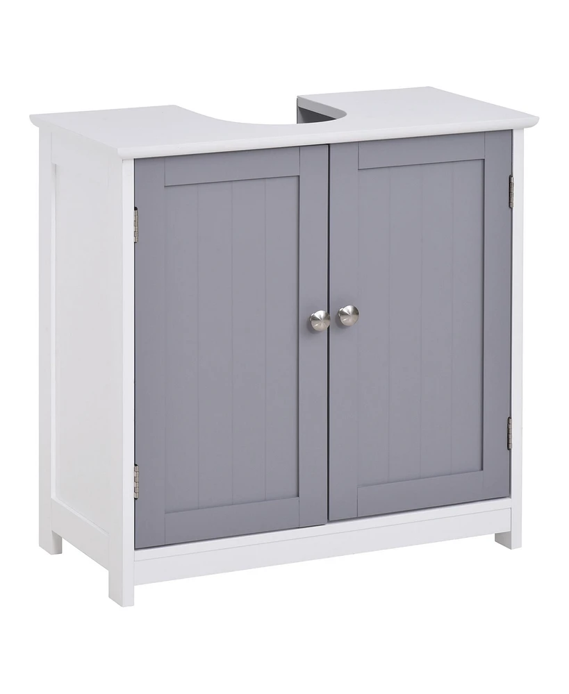 Kleankin Under-Sink Bathroom Cabinet with U-Shape Cut-Out and Adjustable Shelf