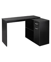 Homcom Home Office L-Shaped Corner Desk with Storage Drawer Modern Style Black