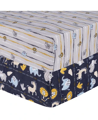 Sammy & Lou Zambia Stripes 2-Pack Microfiber Fitted Crib Sheet Set by