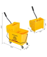 Homcom 5 Gallon Mini Mop Bucket with Wringer Combo Commercial Rolling Cleaning Cart