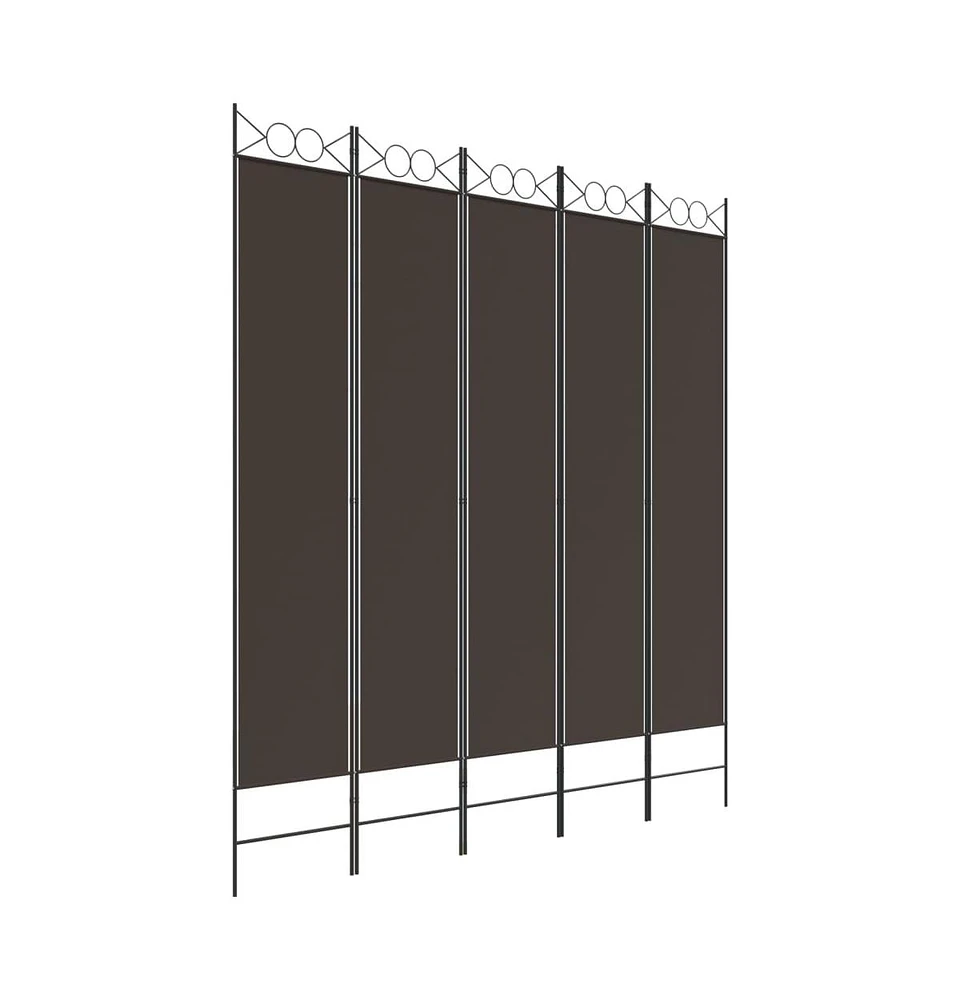 vidaXL 5-Panel Room Divider Brown 78.7"x86.6" Fabric