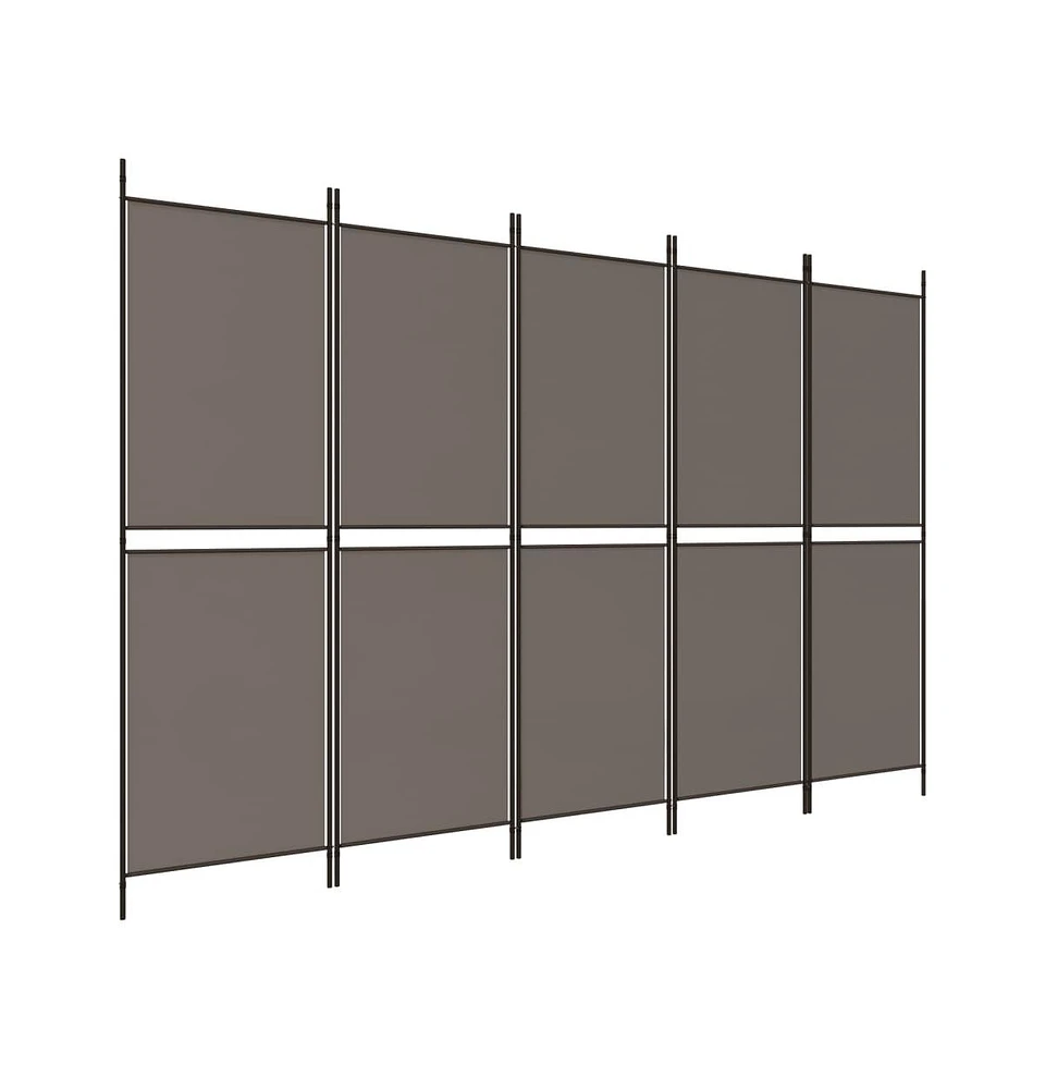 vidaXL 5-Panel Room Divider Anthracite 98.4"x78.7" Fabric