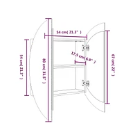 vidaXL Bathroom Cabinet with Round Mirror&Led 21.3"x21.3"x6.9