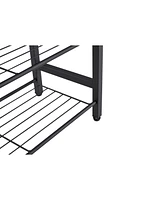 Simplie Fun 4-Tier Metal Shoe Rack, Modern Multifunctional Shoe Storage Shelf with Mdf Top Board, 1 pc per carton