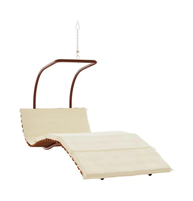 vidaXL Swing Chair with Cushion Fabric and Solid Wood Poplar