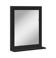 vidaXL Bathroom Mirror with Shelf Black 19.7"x4.7"x23.6" Engineered Wood