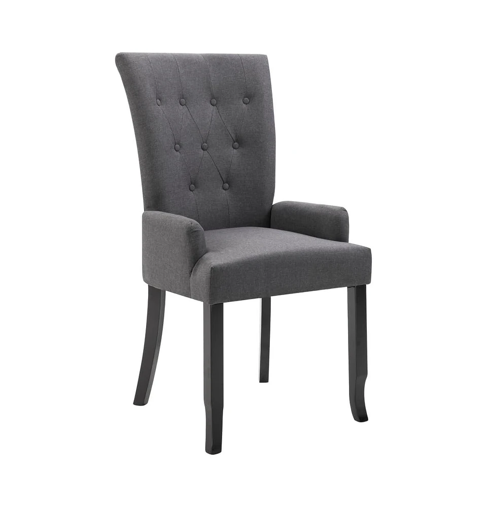 vidaXL Dining Chair with Armrests Dark Gray Fabric