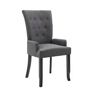 vidaXL Dining Chair with Armrests Dark Gray Fabric