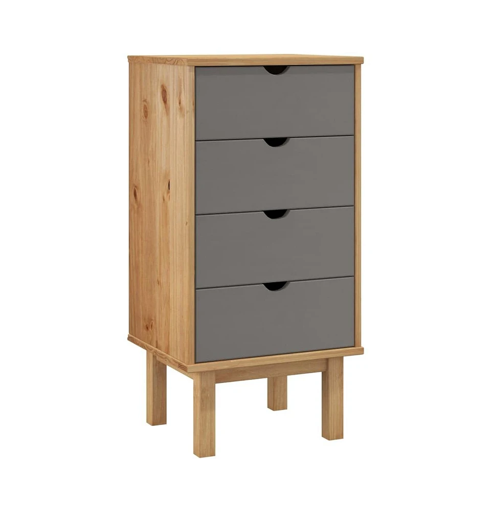 vidaXL Drawer Cabinet Otta Brown&Gray 17.7"x15.4"x35.4" Solid Wood Pine