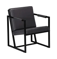 vidaXL Armchair Gray Real Leather