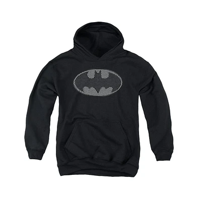 Batman Boys Youth Chainmail Shield Pull Over Hoodie / Hooded Sweatshirt