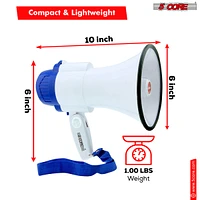 5 Core Megaphone Bullhorn Speaker 30W Mini Bull Horn Battery Power Cheer Megafono 800 Feet Range Loudspeaker 8R-usb-wb