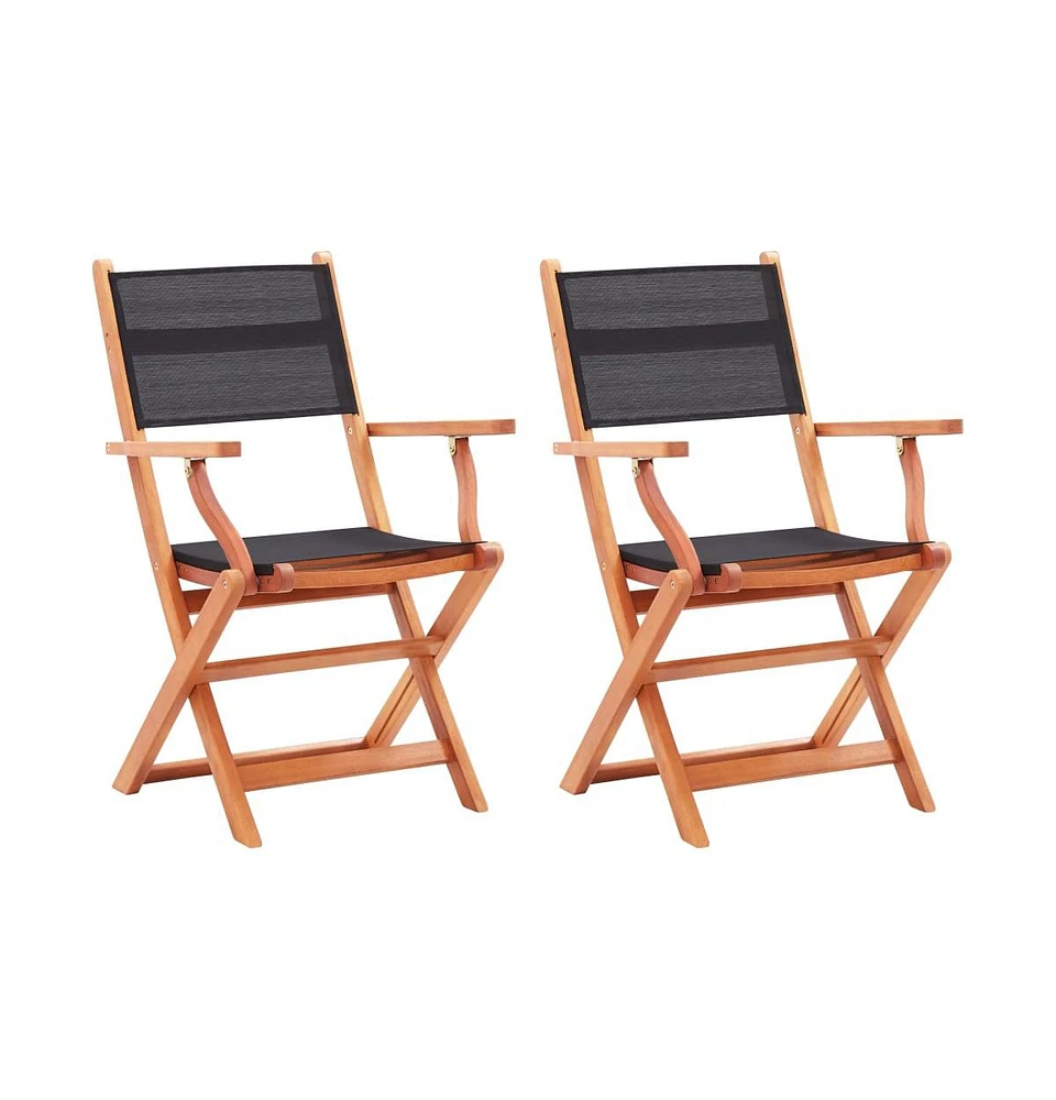 vidaXL Folding Patio Chairs pcs Solid Wood Eucalyptus and Textilene