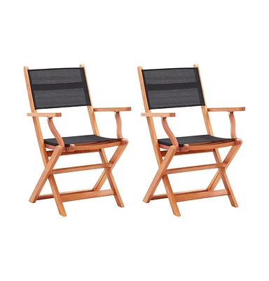 vidaXL Folding Patio Chairs 2 pcs Solid Wood Eucalyptus and Textilene