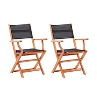 vidaXL Folding Patio Chairs pcs Solid Wood Eucalyptus and Textilene