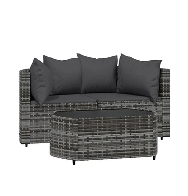 vidaXL Piece Patio Lounge Set with Cushions Gray Poly Rattan