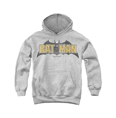 Batman Boys Youth Vintage Bat Logo On Pull Over Hoodie / Hooded Sweatshirt