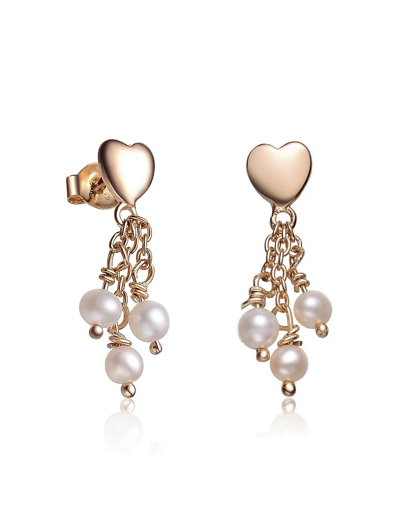 GiGiGirl Sterling Silver Heart Shape Pearl Drop Earrings