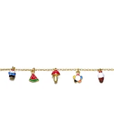 GiGiGirl 14k Yellow Gold Plated Adjustable Bracelet with Multi-Shaped Charms for Kids