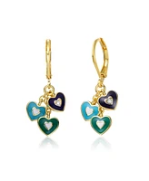 GiGiGirl 14k Yellow Gold Plated Dangling Heart Enamel earrings for Kids