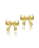 GiGiGirl 14k Gold Plated Wrapped in Ribbons Tiny Stud Earrings for Baby/Toddler