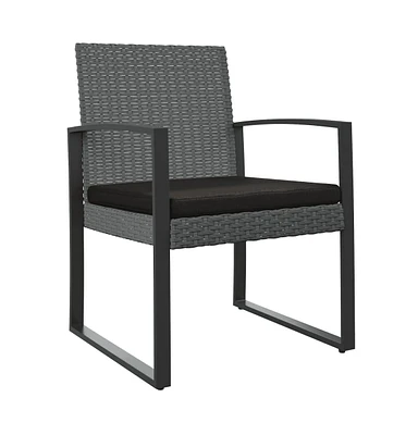 vidaXL Patio Dining Chairs 2 pcs Dark Gray Pp Rattan