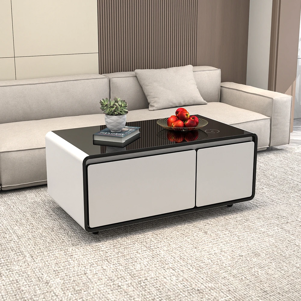 Simplie Fun Smart Coffee Table with Fridge and Wireless Charging