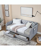 Upholstered Daybed with Trundle and Storage_Drawers