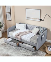 Streamdale Furniture Upholstered Daybed with Trundle and Storage_Drawers