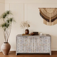 Farmhouse Style 4-Door Wooden Storage Cabinet