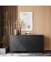 4-Door Matte Black Accent Cabinet for Multiple Rooms
