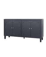 Streamdale Furniture 4-Door Matte Black Accent Cabinet for Multiple Rooms