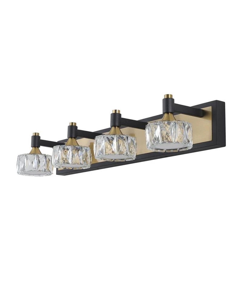 Streamdale Furniture Led 4-Light Modern Crystal Bathroom Vanity Light Over Mirror Bath Wall Lighting Fixtures