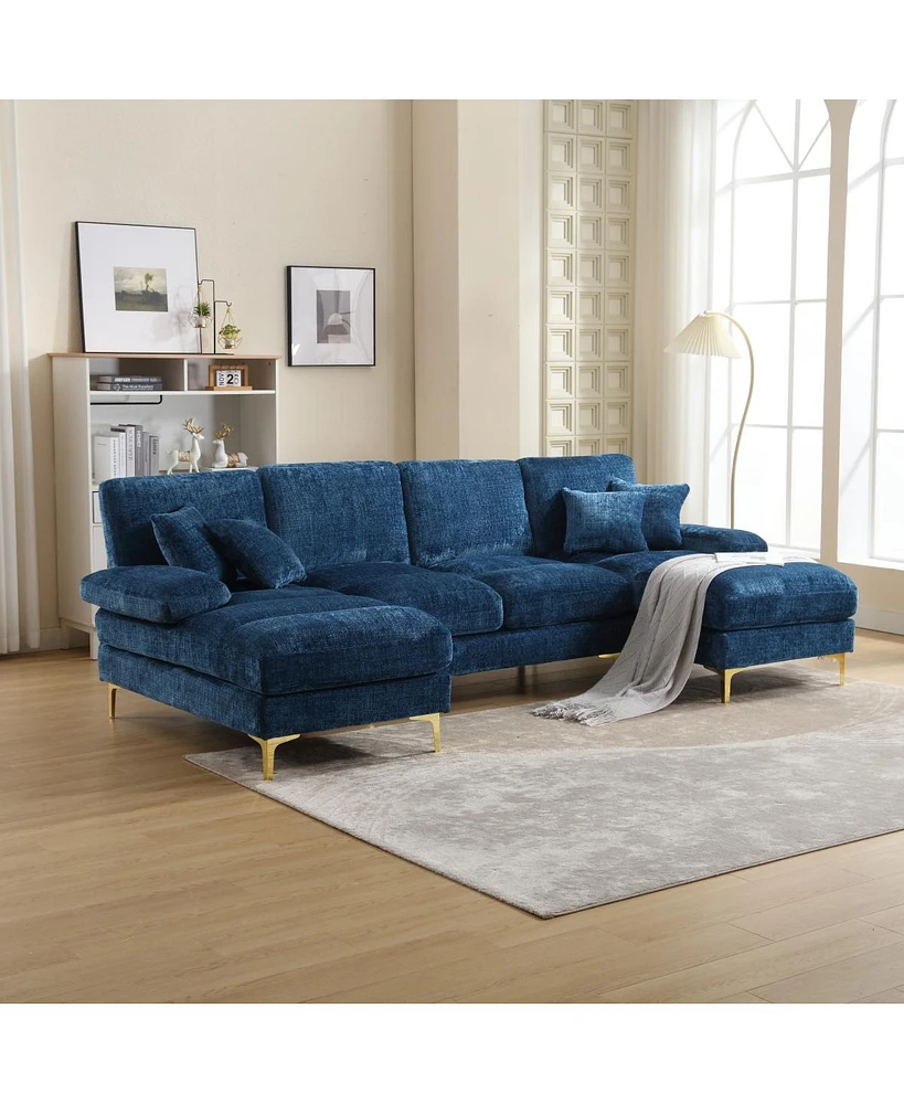 Simplie Fun Modern Large Chenille Fabric U-Shape Sectional Sofa