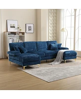 Simplie Fun Modern Large Chenille Fabric U-Shape Sectional Sofa