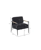 Simplie Fun Leisure Chair Lounge Chair Velvet Black Color