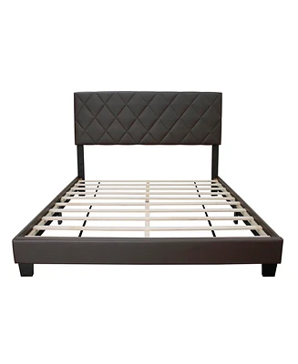 Simplie Fun Brown Queen Size Adjustable Upholstered Bed Frame