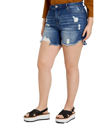 Eloquii Plus Size Distressed Denim Short