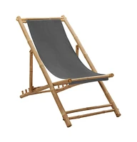 vidaXL Deck Chair Bamboo and Canvas Dark Gray