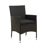 vidaXL Patio Chairs with Cushions 2 pcs Poly Rattan Black