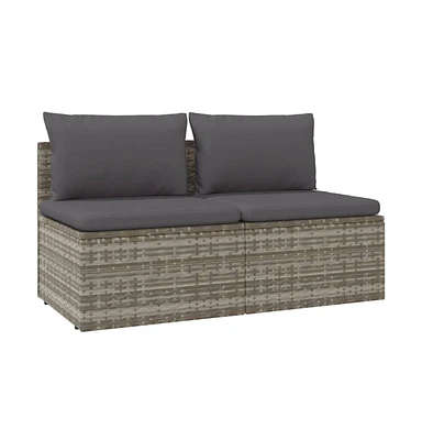 vidaXL -Seater Patio Sofa with Cushions Gray Poly Rattan