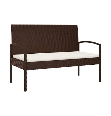 vidaXL Patio Bench with Cushion 41.3" Poly Rattan