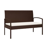 vidaXL Patio Bench with Cushion 41.3" Poly Rattan