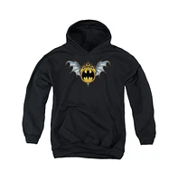 Batman Boys Youth Bat Wings Logo Pull Over Hoodie / Hooded Sweatshirt